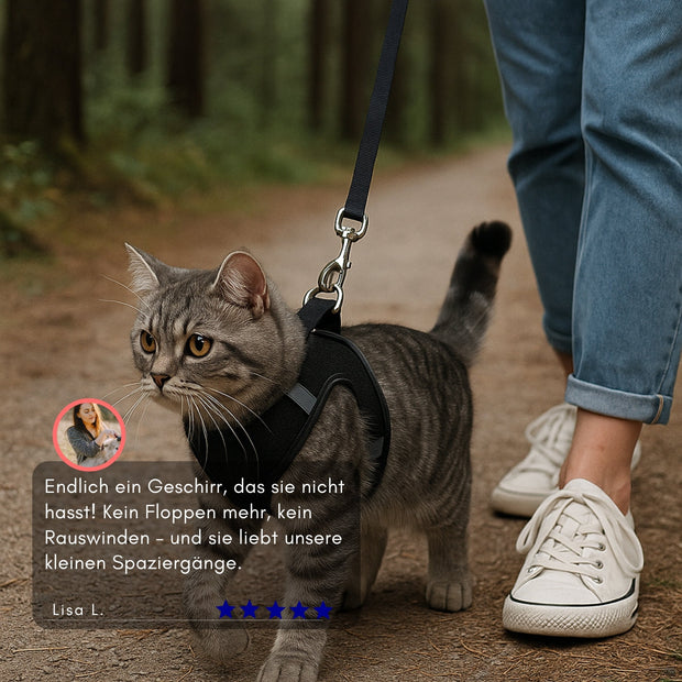 Serenosole™ CatVenture | Bequemes Anti-Ausbruch-Geschirr für Katzen | Von Tierärzten empfohlen (1+1 GRATIS)
