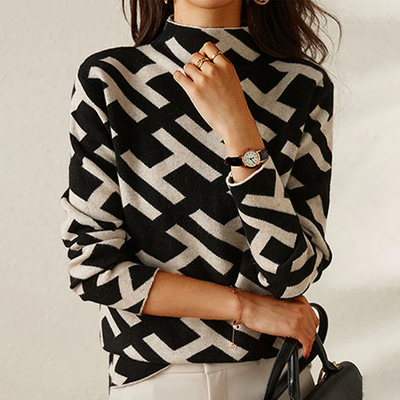 Tamara™️ | Schwarz-weißer Pullover